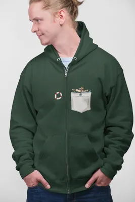 Produktbild von D&B Uni Hoodie ZIPPO00031 Swimming Waldgrün-Größe S