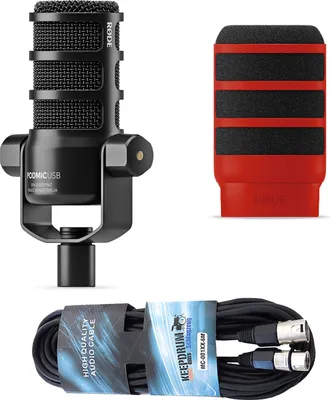 Obrázok produktu pre Mikrofón Rode Podmic USB s popovým štítom WS14R červený a káblom