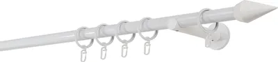 Produktbild von Gardinenstange auf Maß 20mm Kegel 1-lauf Wandträger 12cm Farbe: Weiß, Größe: 170cm