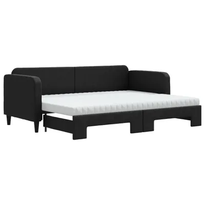 Produktbild von vidaXL Tagesbett Ausziehbar mit Matratzen Schwarz 80x200 cm Stoff