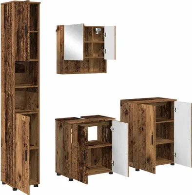 Imagen del producto de vidaXL Juego de muebles de baño, 4 piezas, madera reciclada, 61 x 35 x 64 cm
