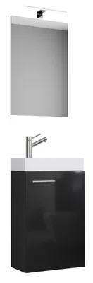 Image de Slito Ensemble de meubles de salle de bain, avec miroir, éclairage inclus, noir.