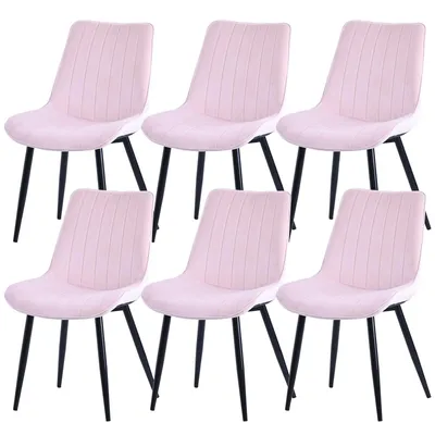 Image de Chaise de salle à manger HOMAVO – Chaise confortable en velours ou en cuir synthétique, ergonomique, structure métallique, assise large 53 × 43 cm, facile à monter, lot de 6