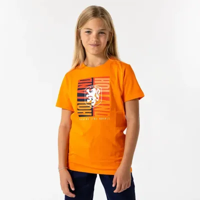 Productafbeelding van Nederlands Elftal Big Logo T-Shirt Kinderen - Maat 140 - Oranje - Jongens & Meisjes - KNVB - Fankleding - Officiële Merchandise - Voetbal