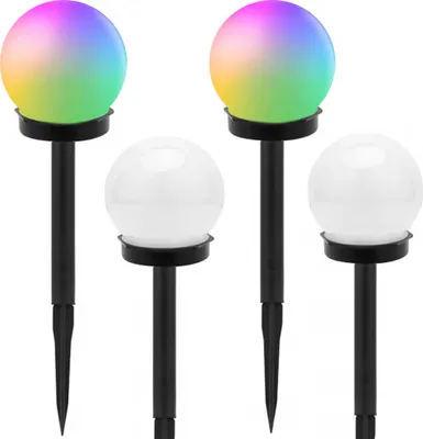 Obrázok produktu pre Verk 12284 Záhradná solárna lampa guľa RGB, 10 cm, IP65, 4 ks