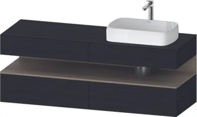 Produktbild von Duravit Qatego Konsolenwaschtischunterbau, 2 Auszüge, 2 Schubkästen, Ausschnitt rechts, 1600x550x600mm, Nische Eiche Terra, QA4778035160010