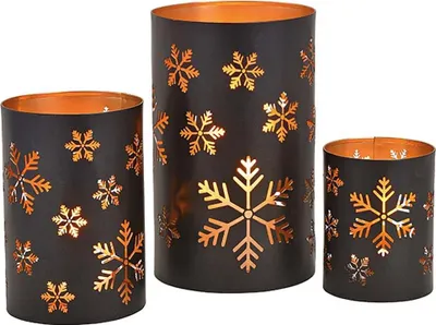 Produktbild von Windlichter Set Schneeflocken 3 Stk