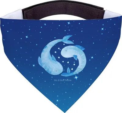 Produktbild von Mr. & Mrs. Panda Halstuch Hund Sternzeichen Fische - Sternenhimmel Blau - Geschenk, Sternbild, Hundeschal, Geburtstag Februar, Für Hunde, Hunde-Halstuch, Fisch, März
