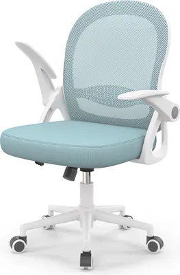 Produktbild von Bürostuhl Ergonomischer - Schreibtischstuhl mit Atmungsaktiv Netzbespannung - Hochklappbare Armlehnen - Höhenverstellbarer - 360° Drehstuhl - Blau