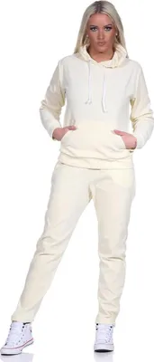Produktbild von Damen Nicki Jogginganzug Freizeitanzug Kapuzenpullover; Hellgelb L/40
