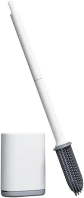 Productafbeelding van Toiletborstel met Houder - WC Borstel Set - Badkamer Reinigen - Siliconen Borstelkop - 396 cm - Wit