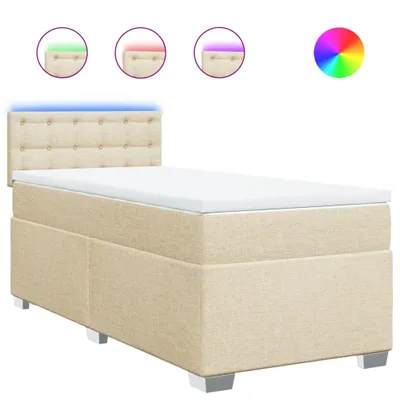 Produktbild von Boxspringbett mit Matratze Creme 90x200 cm Stoff
