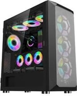 Productafbeelding van 1stCOOL Middenbouwbehuizing Wind Storm Black, E-ATX, USB3.0 + set van 4 ARGB-ventilatoren