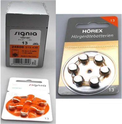 Obrázek produktu pro Baterie do naslouchátek Signia 13, 60 kusů + 12 testovacích baterií od Hörex Basic