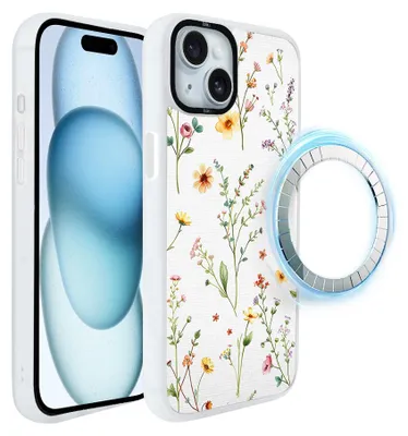 Zdjęcie produktu dla Etui do iPhone 15, kompatybilne z MagSafe, białe matowe boki, letnie kwiaty
