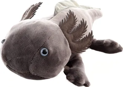 Produktbild von Uni-Toys - Axolotl (braun-grau) - 32 cm (Länge) - Plüsch-Wassertier - Plüschtier, Kuscheltier