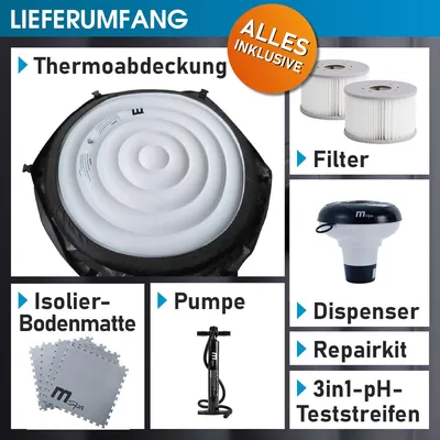 Produktbild von BRAST Whirlpool aufblasbar MSpa Frame Mono Eco für 8 Personen | Ø192x65cm | 144 Massagedüsen in 3 Intensitäten | In- Outdoor Pool | Ganzjähriger Einsatz Winterfest | einfache Steuerung per App
