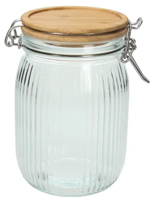 Vorratsdose mit Bambusdeckel, Glas, 1000 ml, transparent