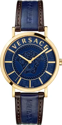 Produktbild von Versace VEJ400321 V-Essential gold blau braun Leder Herren Uhr NEU