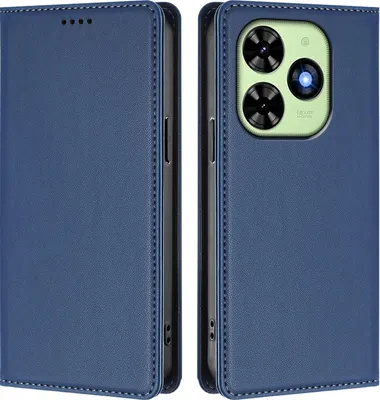 Produktbild von Handyhülle für Tecno Spark Go 2024/Spark 20/20C/Pop 8/Infinix Smart 8/8 Pro/8 Plus/Hot 40i, Kunstleder Klapphülle Stoßfeste Magnetische Hülle mit Ständer Dunkelblau