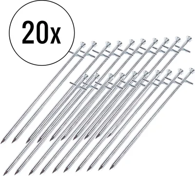 Produktbild von Zeltheringe für Hartböden 20er Set, silber, 23 cm, Stahl
