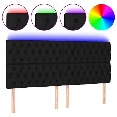 Produktbild von vidaXL LED Kopfteil Schwarz 180x7x118/128 cm Stoff
