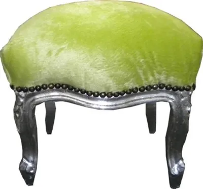 Produktbild von Casa Padrino Barock Fußhocker Jadegrün / Silber - Möbel - Hocker Grün Silber