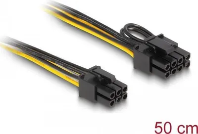 Image de Delock Câble d'alimentation PCI Express 6 Pin mâle vers PCI Express 6+2 Pin mâle 50 cm (83004)