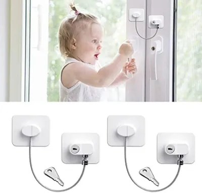 Produktbild von PolkaHome® Kühlschrankschloss – Kindersicherung für Kühlschrank, Schränke, Schubladen und Fenster – Weiß – 2 Stück