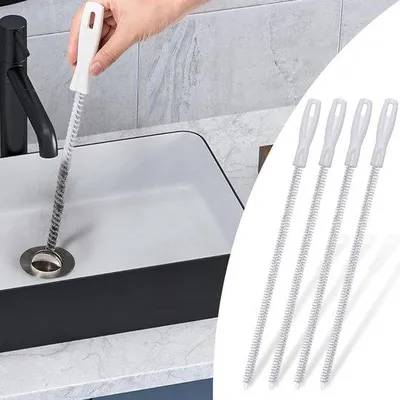 Image de Kit de brosses pour le nettoyage des canalisations et des éviers - 45 cm - Brosse flexible pour le nettoyage des canalisations - Accessoires pour le nettoyage des canalisations - Tuyau de vidange - Adapté aux éviers de cuisine et de salle de bain, ainsi qu'aux tuyaux de trop-plein