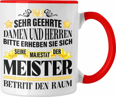 Produktbild von Trendation - Meisterprüfung Bestanden Geschenke Meister Prüfung Tassen Männer Metallbauer Schreiner Dachdecker Maler Elektrotechnik Elektronik (Rot)