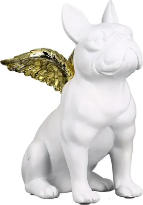 Produktbild von Gilde Figur, Bulldogge, "Flying Bulli", Kunstharz, weiß, VE 2, L. 20 cm, B. 14 cm, H. 25 cm 89333 4001250893332