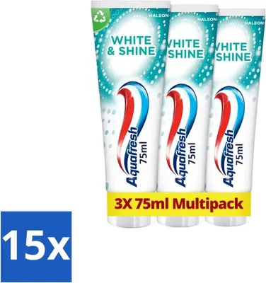 Produktbild von Aquafresh White & Shine Zahnpasta - Vorteilspackung - 3 Tuben - Vorteilspack - 15 Stücke