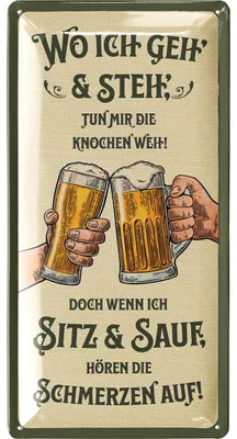 Produktbild von Retro Blechschild Bier, lustige Schilder mit Sprüchen als Bar Dekoration für Partykeller, Kneipen Bardeko für Stammtisch, Geschenkidee Papa