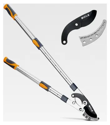 Produktbild von Teleskop-Astschere 70–103 cm, robuste Ausführung mit Ersatzklingen, SK-5-Stahlklinge und Teflonbeschichtung, sechsfach verstellbarer Griff