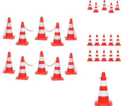 Image de vidaXL Jeu de cônes de signalisation avec 10 m de chaîne rouge et blanc - Panneaux de signalisation