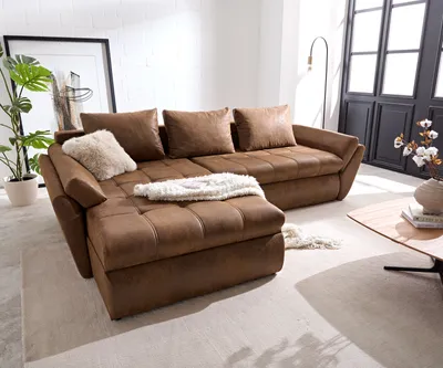 Produktbild von DELIFE Ecksofa Loana 275x185 cm Braun mit Schlaffunktion