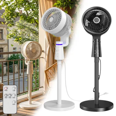 Obrázek produktu pro Stojanový ventilátor ACXIN ≤60 dB, 3 nastavitelné rychlosti, dvouosé otáčení, dotykový panel, dálkové ovládání a časovač, ventilátor do bytu, černý