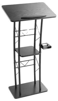 Productafbeelding van VEVOR Presentatiestandaard, metalen spreekgestoelte (118 cm hoog), gebogen sta-pult met groot leeshoek en open opbergvak en bekerhouder, geschikt voor klaslokalen, bruiloften, conferenties en presentaties