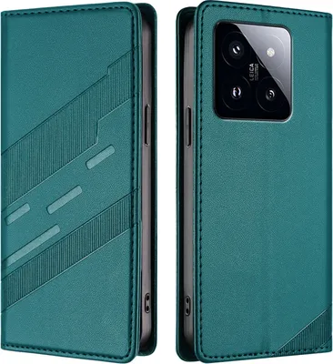 Produktbild von Hülle für Xiaomi 14 Pro, Kunstleder Brieftaschen Handyhülle mit Kartenfach und Standfunktion Grün