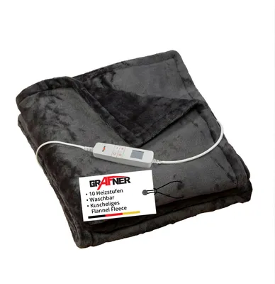 Produktbild von Grafner® Wärmedecke Heizdecke Flannel Fleece 200 x 180 cm Grau WD10967