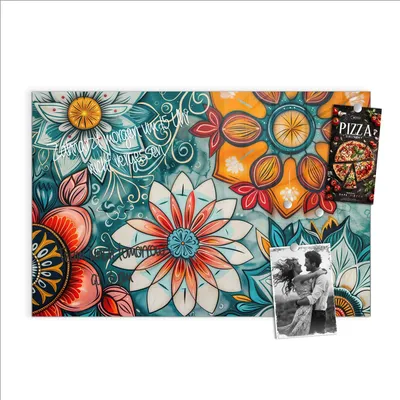 Produktbild von Magnettafel 60x40cm Pinnwand Whiteboard beschreibbar - Blumenmuster Mandala