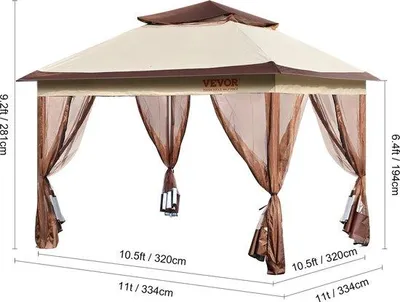 Image de Tente en toile 320 x 320 - Tente imperméable - Tente anti-moustiques - Tente de réception - Tente d'extérieur - Tente pop-up