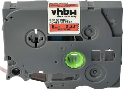 Produktbild von vhbw Schriftband-Kassette kompatibel mit Brother PT 1900, 200, 1910, 1950, 1950VP, 1960, 18RKT Etiketten-Drucker 8m x 6mm Schwarz auf Rot, Extra Stark
