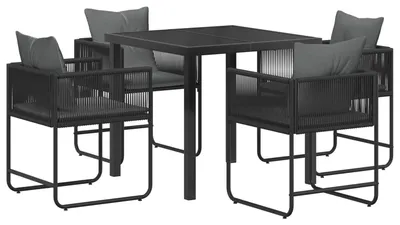 Obrázok produktu pre vidaXL Záhradná jedálenská súprava, 5 ks, čierna a antracitová, 80 x 80 x 73 cm