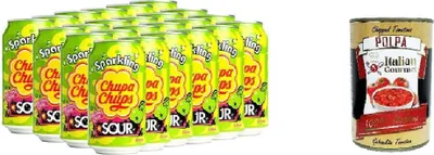 Produktbild von 24x Chupa Chups - Sparkling Sour Green Apple Frisdrank - 345ml+ Italian Gourmet polpa 400g