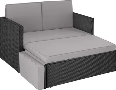 Image de Canapé de jardin CORFOU modulable - noir/gris