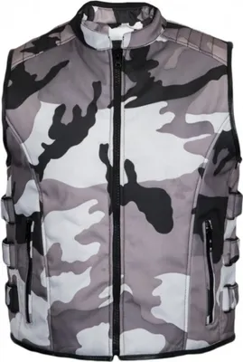 Produktbild von Bikerweste Textil Motorrad Weste Winddicht Sommer Clubweste Kutte Camouflage(L)