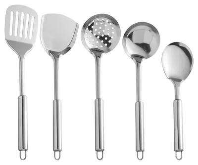 Productafbeelding van Kookgereedschap Set van 5: RVS Keukenhulpstukken inclusief Soeplepel en Spatel