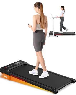 Produktbild von Walking Pad mit 7% Neigung, Laufband für Zuhause Büro Steigung Schreibtisch, Laufbänder 1-8 km/h, Laufbänder mit LCD-Display, Laufpad bis 130 kg
